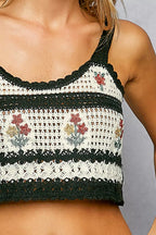 POL Crochet Cami Floral Embroidered Cropped with Scalloped Hem Black Multi 89771bed-a243-4fab-b8ef-fffe6b068b0e-Max-Origin Trendsi
