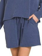 Zenana Activewear Set Navy Corded Rib Long Sleeve Tee and Shorts Set 2 Pcs 898a3a48-1509-4f45-88b9-4cb59665b6c5-Max-Origin Trendsi