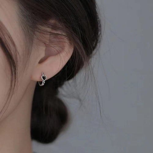 925 Sterling Silver Heart Hoop Earrings