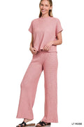 Zenana Sweater Set Light Rose Knit Boxy Top Short Sleeve & Long Pants 2 Pcs LT ROSE 898f51ff38bf4fdb856df939e6b738f7-Max-Origin Trendsi
