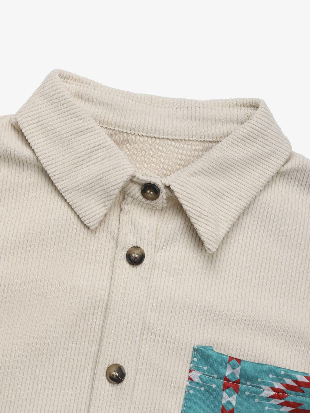 Shacket Corduroy Perfee Pocketed Geometric Collared Neck Outwear 89b82aac-f739-4449-8160-c5128db41715-Max Trendsi