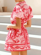Women's Outfit Set Printed Top Puff Short Sleeve and Zip Back Skirt Sets 89c5631e-60b5-422b-80ca-ffa030dd6644-Max-Origin Trendsi