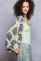 POL Crochet Cardigan Charcoal Multi Floral Open Front Knit Top 89df22c7-1189-4998-b27d-e132afd6ad90-Max-Origin Trendsi