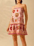 Printed Mini Dress with Ruffled Hem