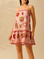 Printed Mini Dress with Ruffled Hem