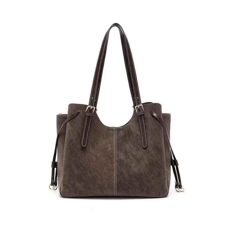 Casual Retro Women's Tote Bag Fashionable Adjustable Strap Medium Handbag Brown