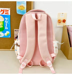 Kid Nylon Backpack Dog Pattern Zipper Aesthetic Lightweight Junior Light Blue