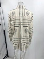 Women's Casual Fashion Outfit Set Cactus Print Long Sleeve Shirt Wide Leg Pants