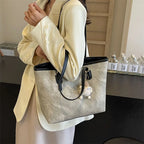 Casual Large Tote Bag Women's Fashionable Shoulder Bag Pu Leather Medium