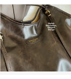 Women's Lagre Shoulder Bags Vintage Style Pu Leather Zipper Casual Handbags