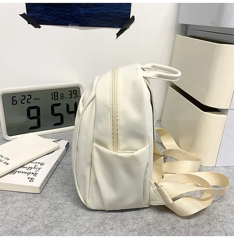 Casual Mini Nylon Backpack Bag Women's Simple Solid Casual Lightweight Schoolbags
