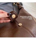 Casual Women's Shoulder Bag Buckle Closure Zipper Medium Solid Handbags