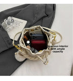 Women's Bucket Chunky Chain Strap Drawstring Mini Casual Crossbody Bag