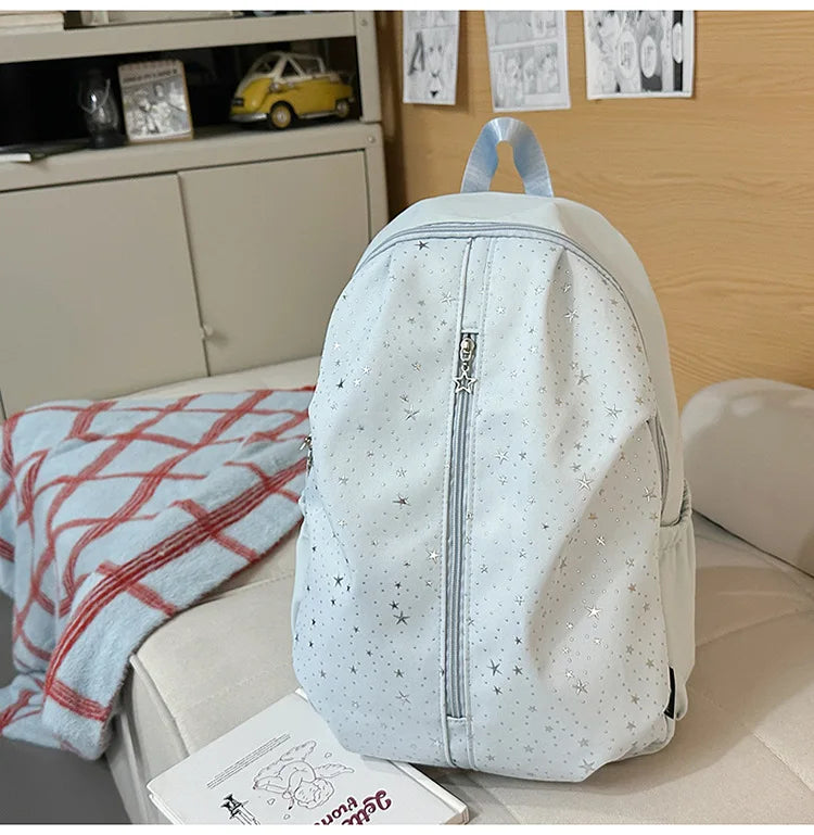 Casual Women's Backpack Star Pattern Nylon Zipper Lightweight Shoulder Bags