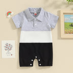 Newborn 0-18 Baby Jumpsuit Casual Color Blocking Shirt Cotton Comfortable For Boys