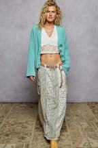 POL Cardigan Knit Aqua V-Neck Long Sleeve with Exaggerated Flower Buttons 8a0c8599-bbf4-4058-bdf3-1790c46c16fd-Max-Origin Trendsi