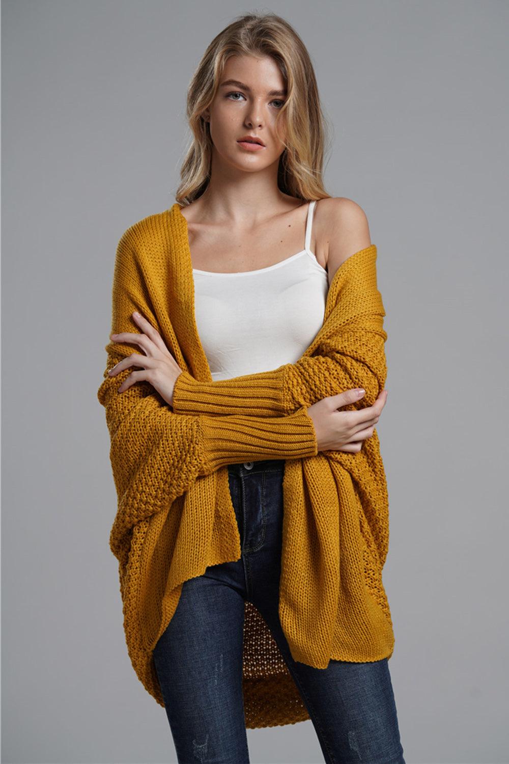 Knit Cardigan Oversized Batwing Long Sleeve Open for Women