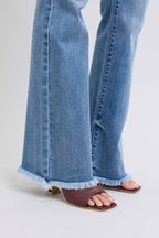 Judy Blue Women Jeans Raw Hem Women High Rise Bootcut Medium Wash Denim 8a22bbad-0304-46a1-bfa7-802003f92a91-Max Trendsi