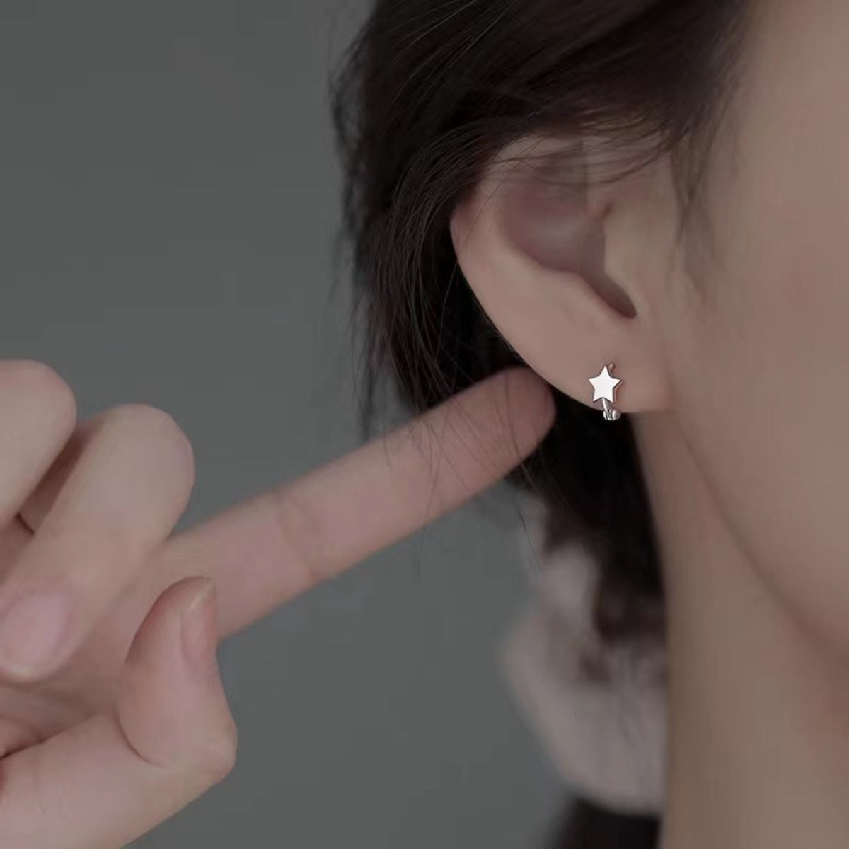 925 Sterling Silver Star Stud Earrings - One Pair with Matching Box