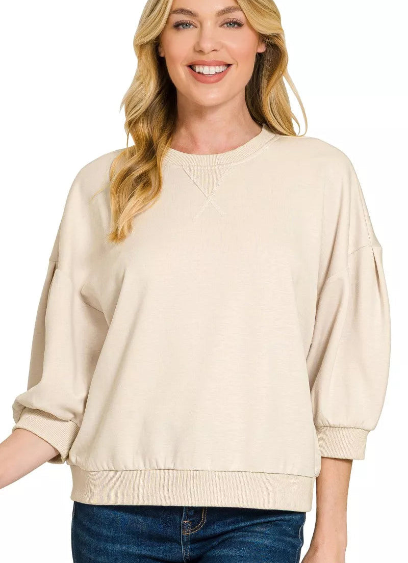 Zenana Scuba Dolman Sleeve Sweatshirt