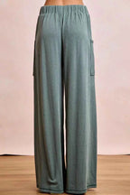 BiBi Outfit Set Dark Sage Cord Rib Contrast Stitching V-Neck Top and Pants 8a307d133f544d1b86486c86c215222a-Max-Origin Trendsi