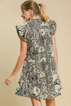 Umgee Babydoll Dress Black Floral Printed Ruffle Cap Short Sleeve 8a575cff-f0b2-459a-b829-c9042b518476-Max Trendsi
