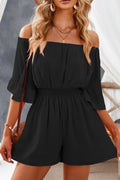 Women's Romper Black Off-Shoulder Ruffled with Elastic Waist Black 8a67aef3-2a37-423b-bf7e-05eba847758d-Max-Origin Trendsi