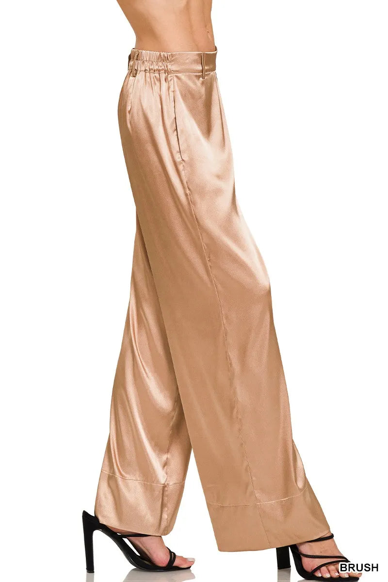 Zenana Satin Pants Wide-Leg Brush Pink Trousers 8a6bb70cc29e4c929ff75f000fbbba3e-Max-Origin Trendsi