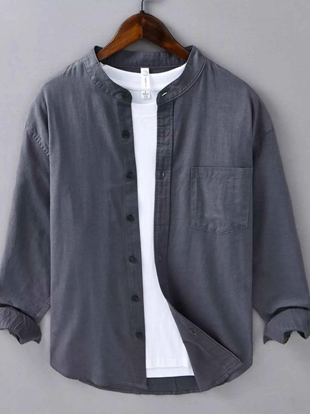 Men's Plus Size Casual Button Up Long Sleeve Shirt Dark Gray 8a9799ce-fbb8-44ba-8bc8-b827cc3bc56d-Max-Origin Trendsi