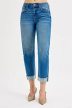 RISEN Women's Jeans Boyfriend Fit Ankle High Rise Raw Hem Denim 8aaa6ad75c6f4894a8fc16088b929fa2-Max-Origin Trendsi