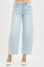 RISEN Womens Barrel Jeans High Rise Crop Light Blue Denim Pants 8ab6cde6-bbe3-486a-af66-10d4772b4483-Max-Origin Trendsi