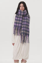 Women Scarf Lilac Plaid Fringe Polyester Tasseled Long Warm Accessories 8ac43f9f-b39c-412f-af32-b7a0ed594c64-Max Trendsi