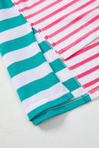 Women's T-Shirt Striped Color Block Batwing Short Sleeve Exposed seam Top 8ad99aa0-cf72-4299-80e2-31a674605792-Max-Origin Trendsi