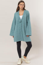 Sweater Cardigan US HYFVE Front Rosette Longline Slit Long Sleeve 8ae1b659-664b-4567-9584-df8bc54fb43b-Max Trendsi