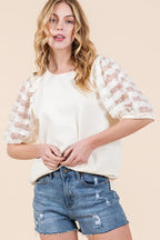 Lime 'N' Chili Top Lace Puff Sleeve Round Neck Cream Blouse 8afe0d2e-9186-4ed9-be59-b98c35b43ebc-Max-Origin Trendsi