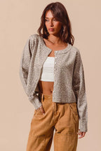SO ME Womens Cardigan Leopard Two Tone Vintage Print Button Up 8aff9bc5dc0f42d887114774d52e678d-Max-Origin Trendsi