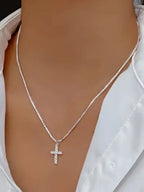 Cross Chain Necklace 925 Sterling Silver Women Jewelry 8b083a62-8ee2-4e05-bfb4-6e5d69e2db04-Max Trendsi