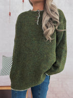 Women's Sweater Ribbed Knit Button Detail Long Sleeve Oversized Pullover 8b3362a2f814439cb66e3c94999d2552-Max-Origin Trendsi