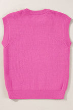 Women's Sweater Fuchsia Pink Western Horse Embroidered Round Neck Sleeveless Top 8b34e905-e660-4580-b3f9-56a8d911c716-Max Trendsi