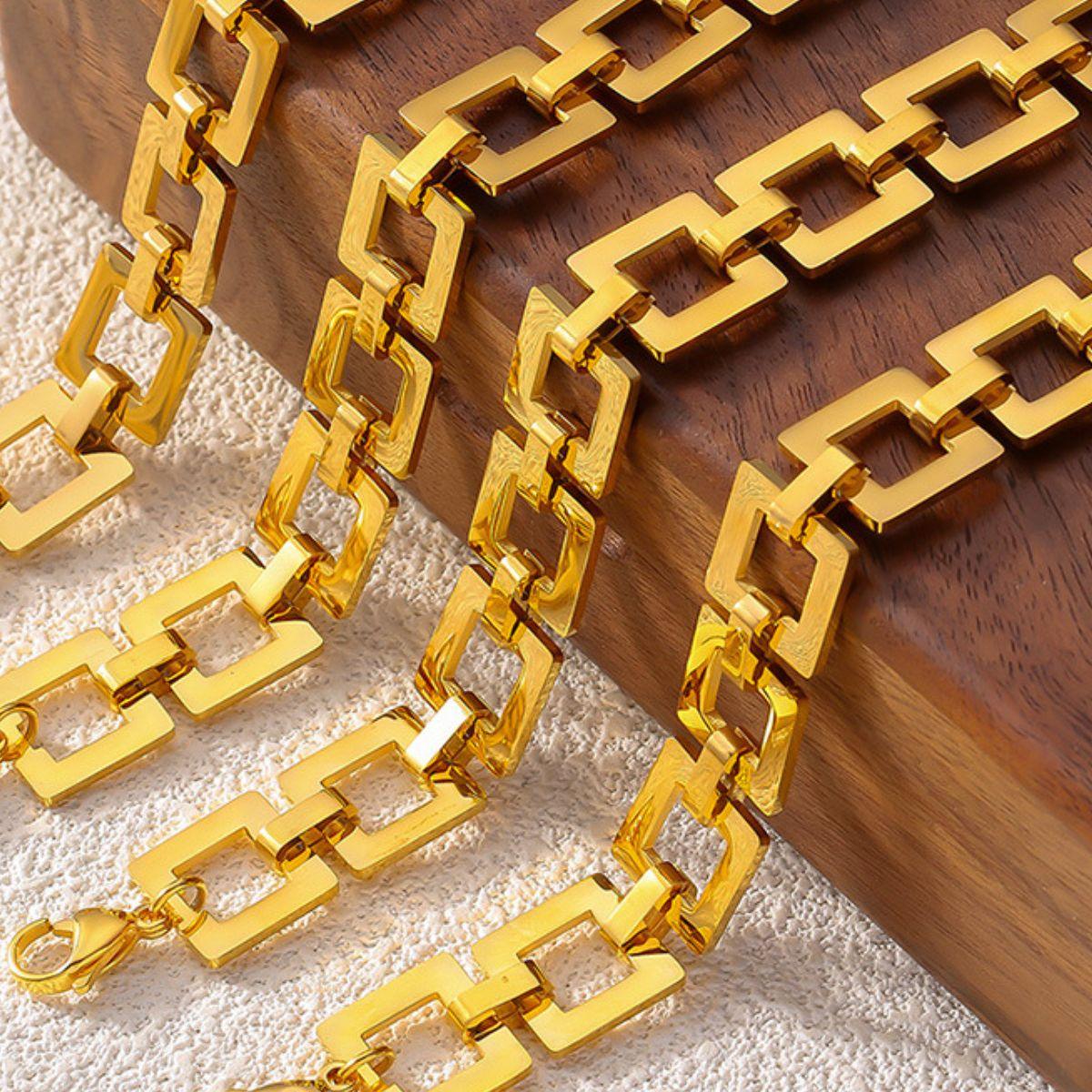 Bracelet 18K gold-plated Titanium Steel Hollow Square Chain 8b35d145-3815-486f-b534-c63dee087aef-Max Trendsi