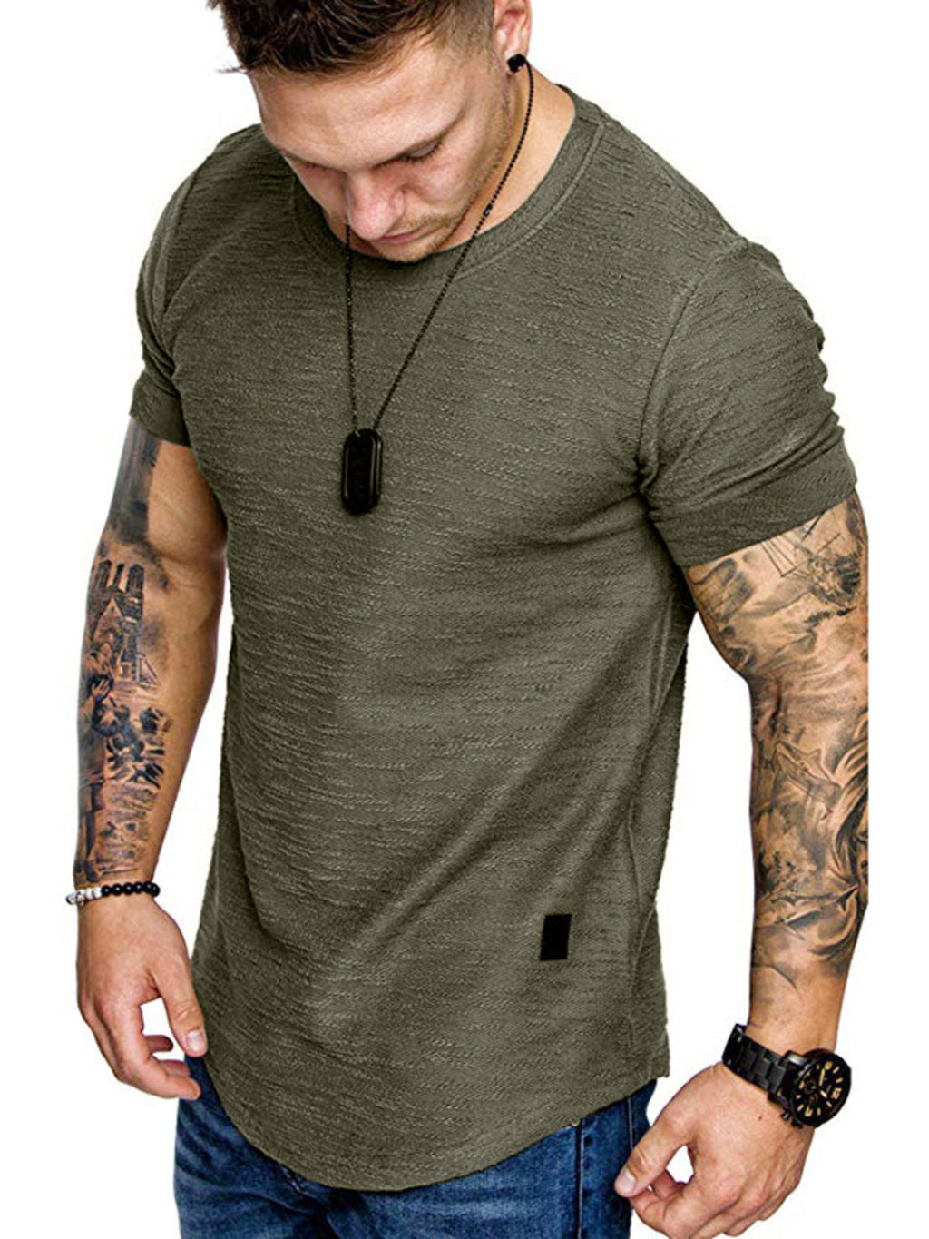 Men's Round Neck Slim Fit Casual T-Shirt