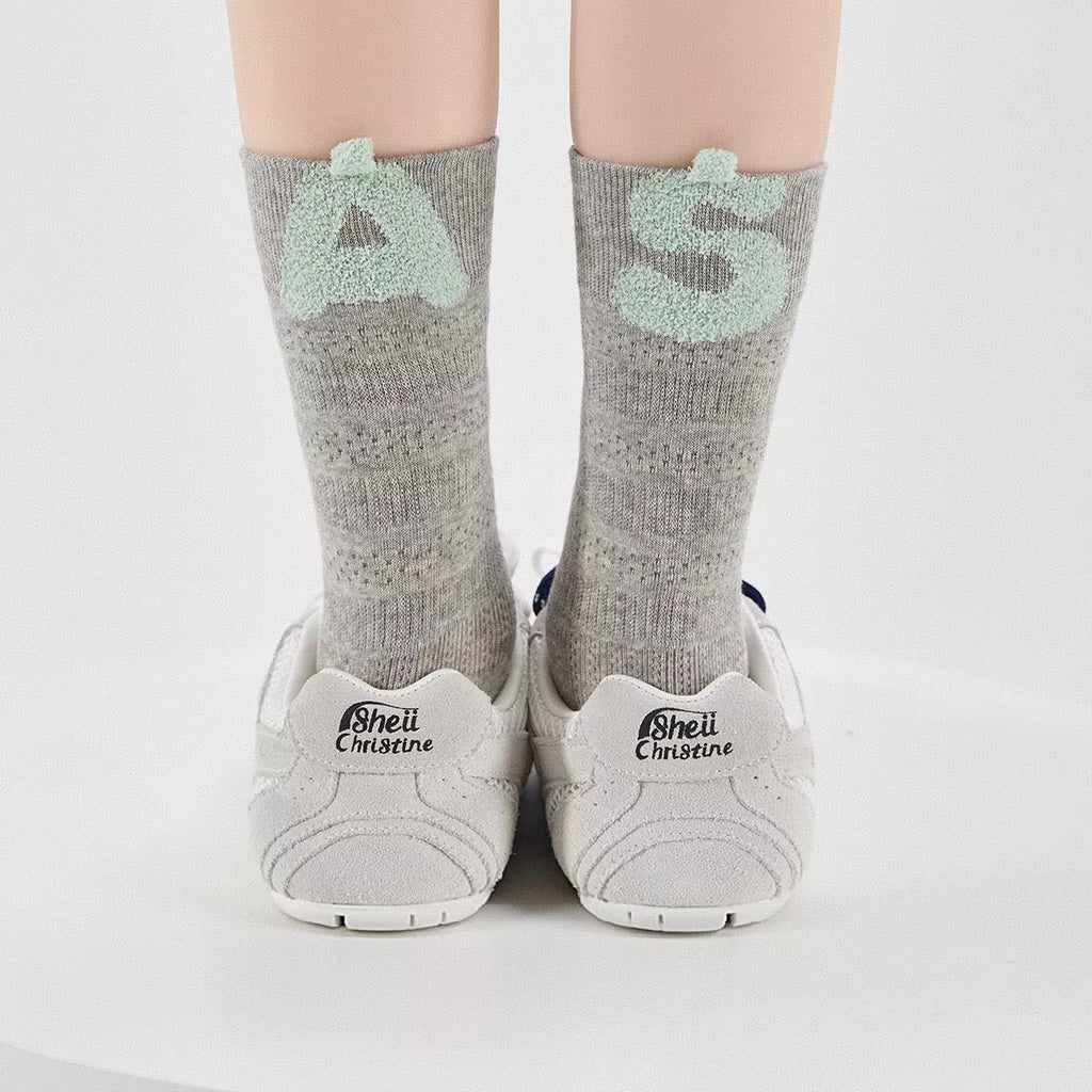 Women Cotton Crew Socks Breathable With Letters Gray One Size 8b58086f-9050-495e-ace7-8098c5b919ec-Max-Origin Trendsi