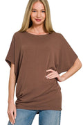 Zenana Soft Dolman Sleeve Boat Neck T-Shirt