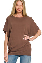 Zenana Soft Dolman Sleeve Boat Neck T-Shirt
