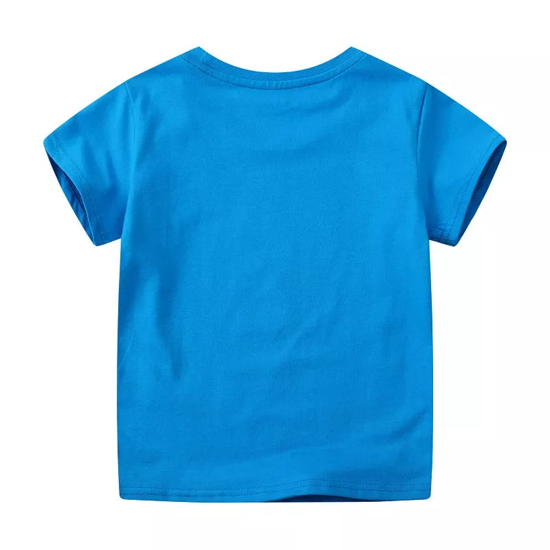 Boy's T-Shirt Cotton Sky Blue Children's Dinosaur Short Sleeve Top 8b6be76a-a67b-4ce3-8eaf-72073d4d7d36-Max-Origin Trendsi
