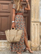 Maxi Dress Paisley Printed V-Neck Short Sleeve Boho Front Slit 8b6bec58-6f73-460a-a027-f3282e9c48b3-Max-Origin Trendsi