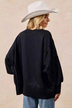 BiBi Women Sweatshirt Oversized Black Spook Plaid Letter Print Long Sleeve Top 8b6fed9a657e4ccd8b36dded845e6aff-Max-Origin Trendsi