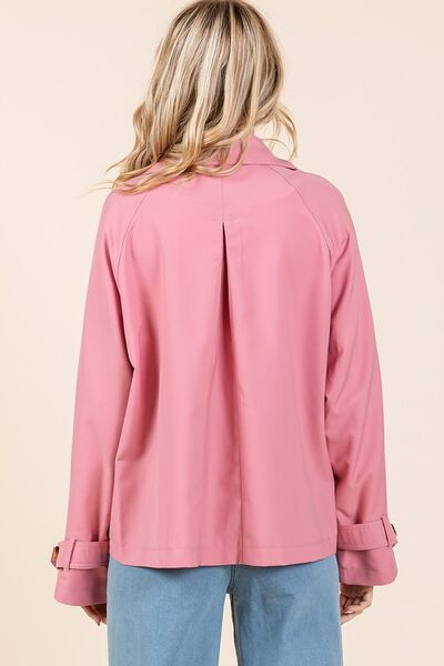 Mittoshop Trench Coat Rose Double Breasted Long Sleeve Short Jacket 8b7485a3-7f91-4721-b955-950c836d141e-Min Trendsi