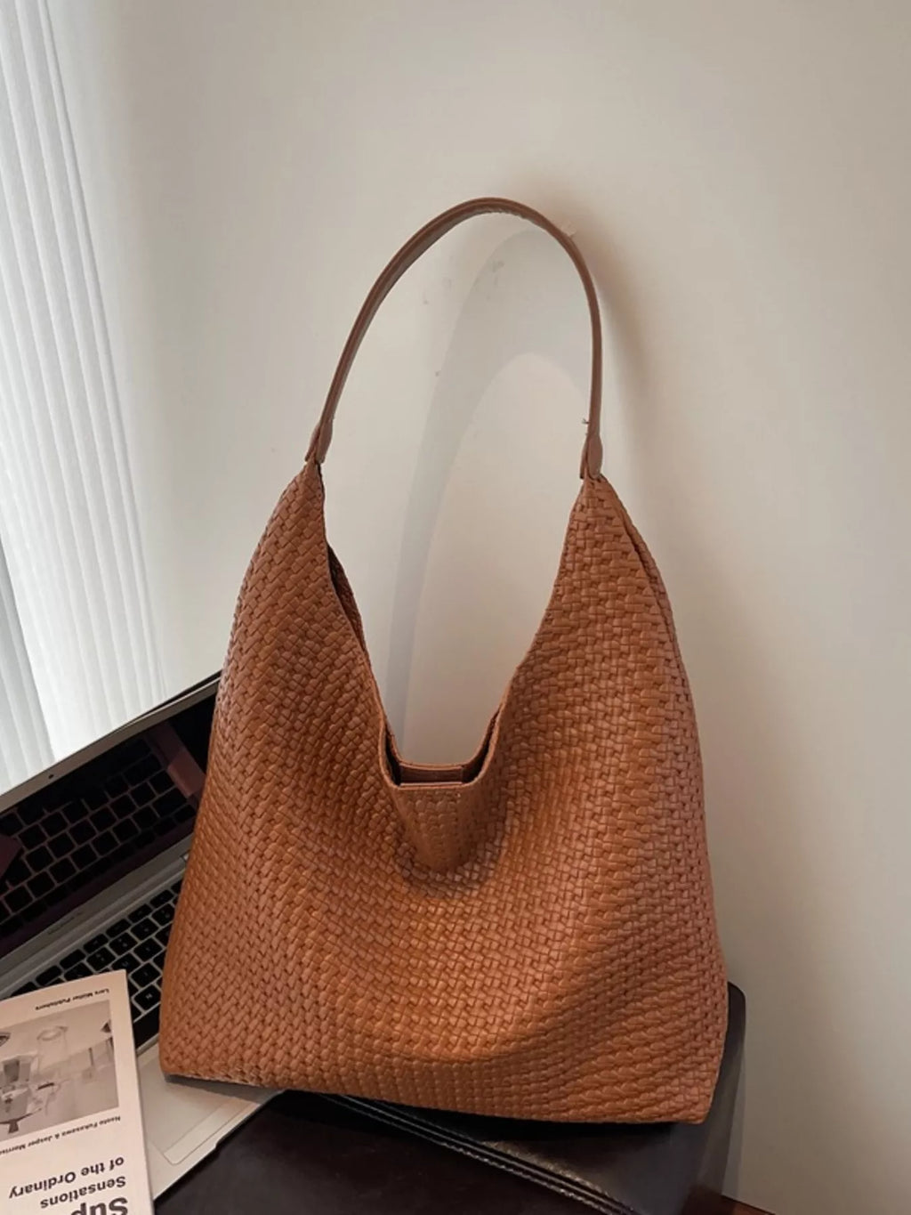 Womens Shoulder Bag Woven Straw Texture Pu Leather Large Handbag 8b86cb6ca87d4ab994b35cc33c962afd-Max-Origin Trendsi