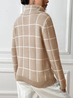 Plaid Sweater Turtleneck Knit Long Sleeve Knitwear 8ba9eb25-9313-4f35-8a29-d4f179a28bcb-Max Trendsi